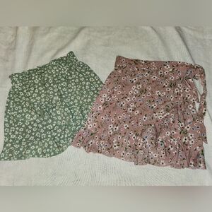 Floral Green and Pink Skirt Set